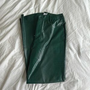 Green Snakeskin Leather Pants